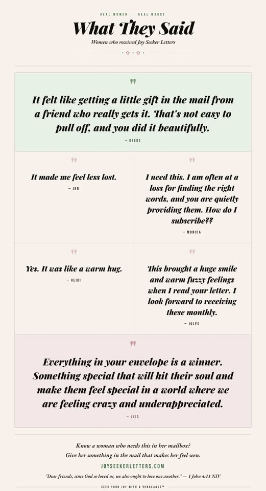 Joy Seeker Letters